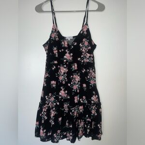 Mini Floral Black Dress